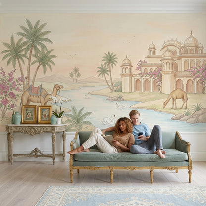 Desert Oasis Wallpaper Palace Domes Camel Wall Mural