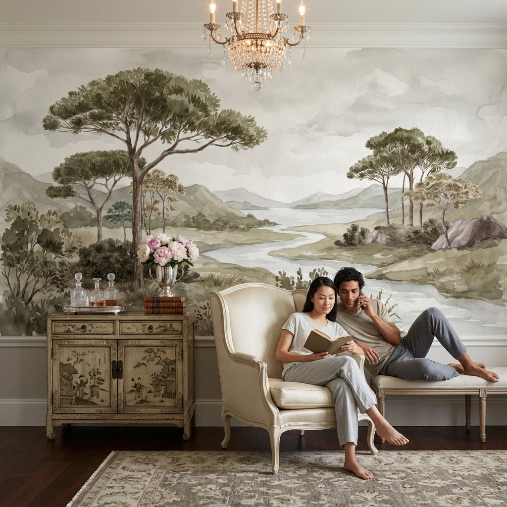 Cloudy Sky Wallpaper Overcast Misty Wall Mural