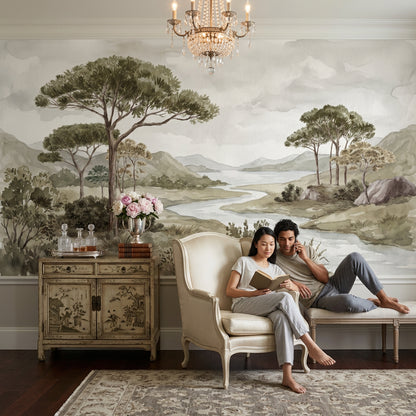 Cloudy Sky Wallpaper Overcast Misty Wall Mural