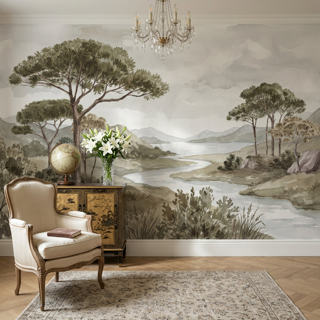 Cloudy Sky Wallpaper Overcast Misty Wall Mural