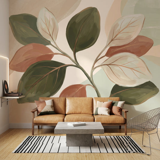 Botanical Leaves Wallpaper Modern Floral Abstract Watercolor Background Removable Wall Decor