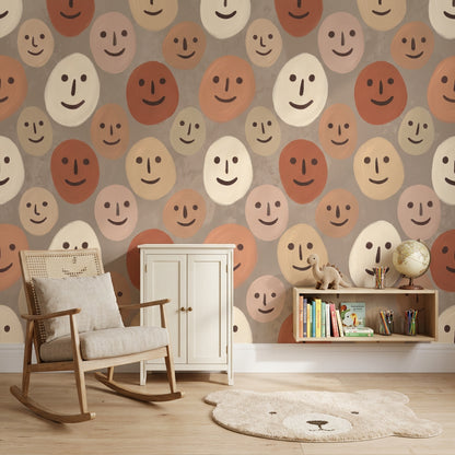 Abstract Faces Wallpaper Geometric Ovals Repeat Pattern Wall Mural