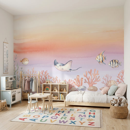 Underwater Wallpaper Ocean Watercolor Removable Wall Decor
