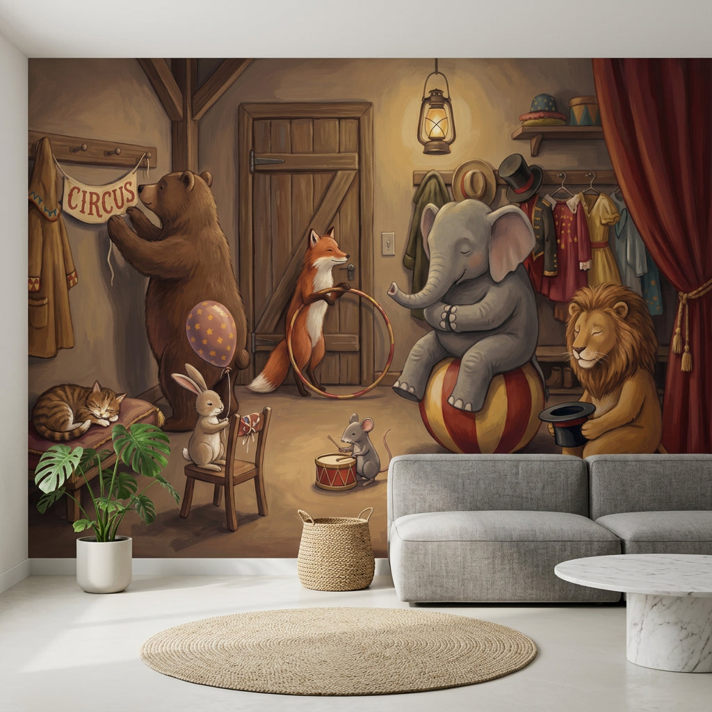 Circus Wallpaper Storybook Illustration Removable Whimsical Wall Decor