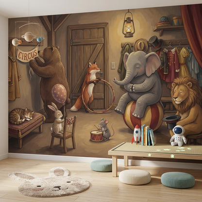 Circus Wallpaper Storybook Illustration Removable Whimsical Wall Decor