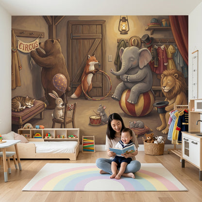 Circus Wallpaper Storybook Illustration Removable Whimsical Wall Decor