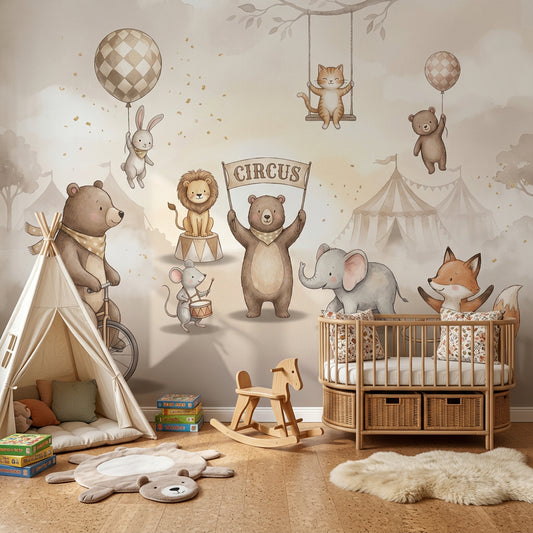 Circus Wallpaper Nursery Watercolor Removable Wall Decor