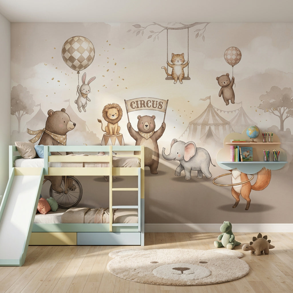 Circus Wallpaper Nursery Watercolor Removable Wall Decor