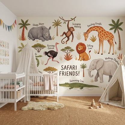 Safari Wallpaper Savanna Removable Kids Nursery Wall Decor