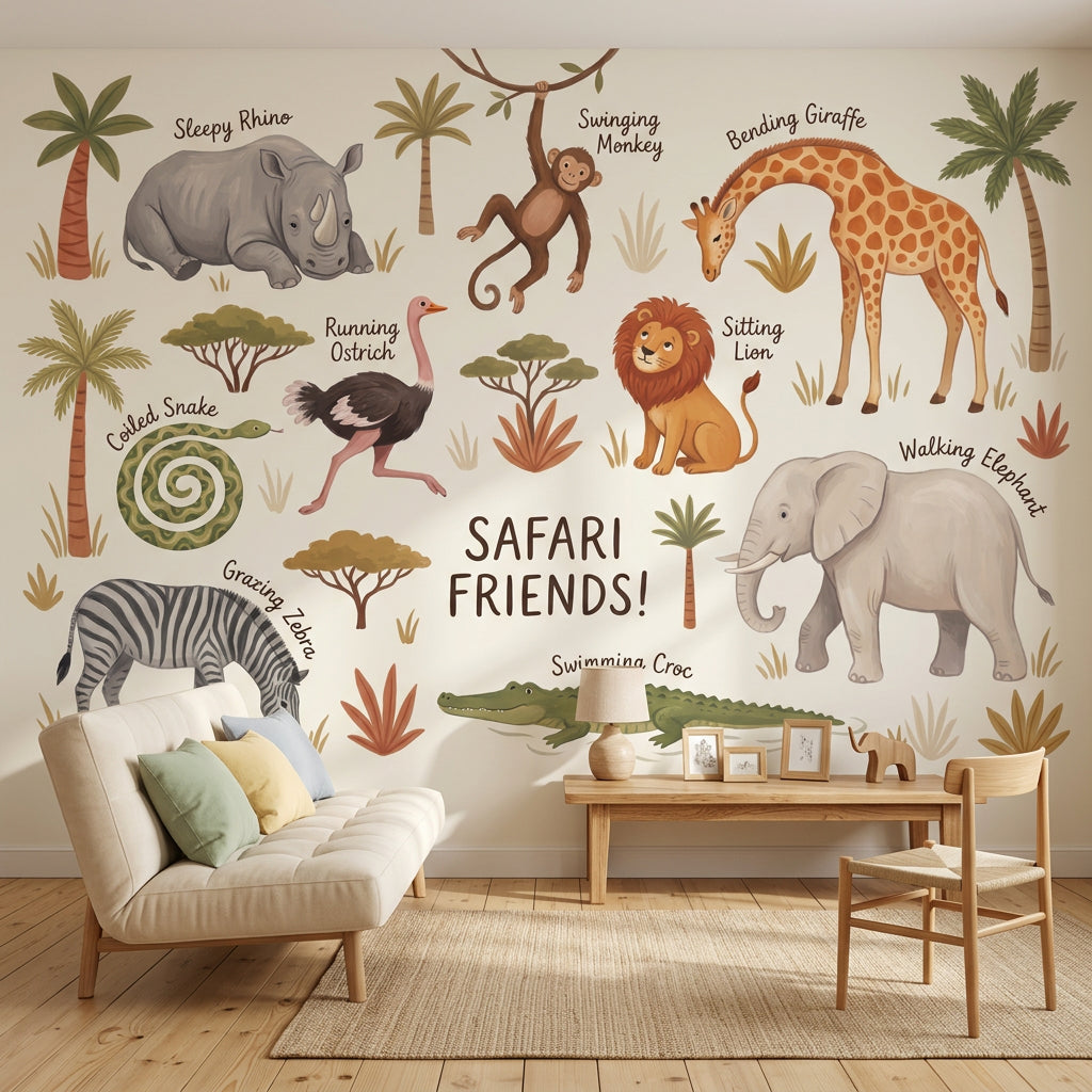 Safari Wallpaper Savanna Removable Kids Nursery Wall Decor