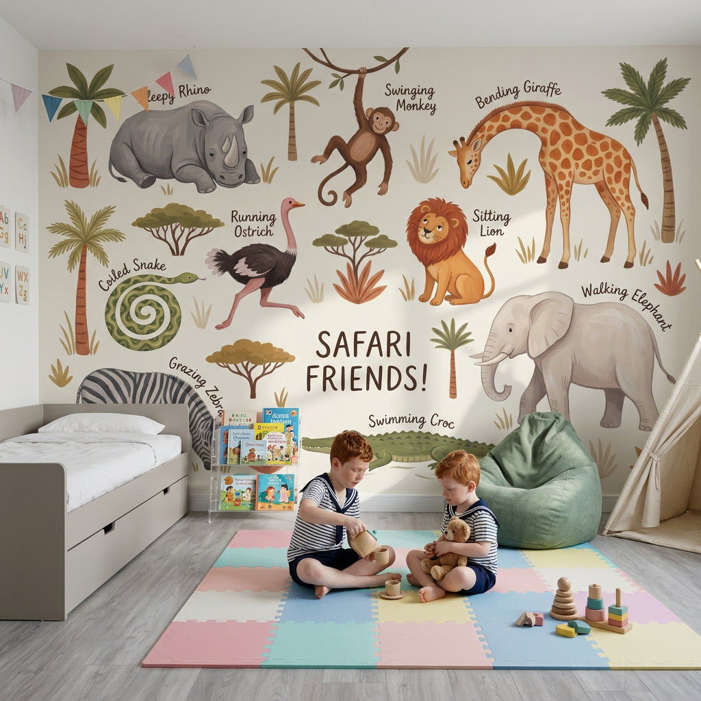 Safari Wallpaper Savanna Removable Kids Nursery Wall Decor