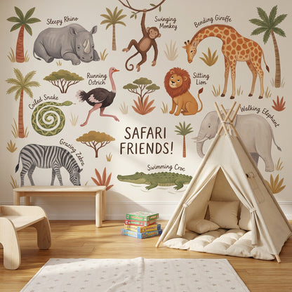 Safari Wallpaper Savanna Removable Kids Nursery Wall Decor