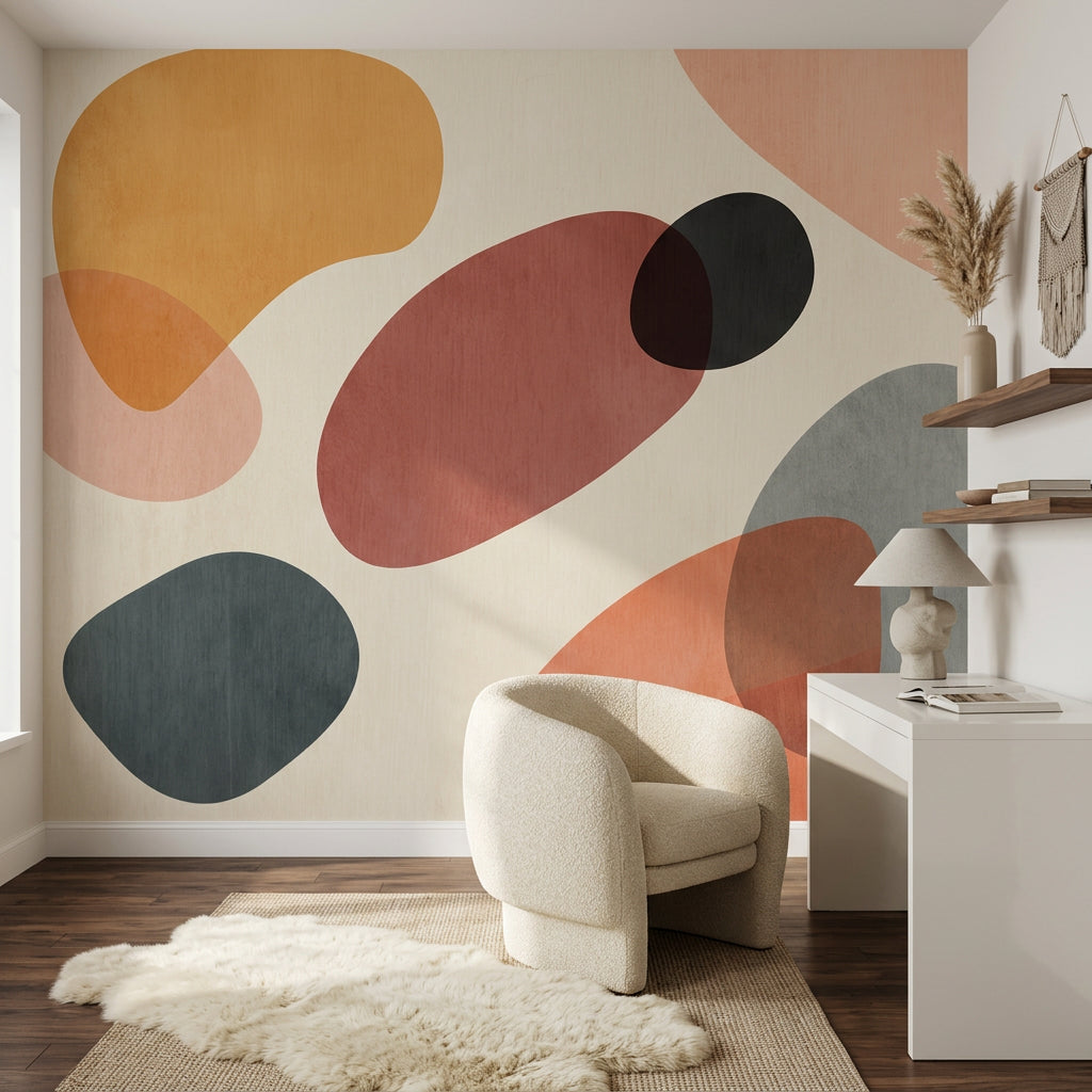 Mid Century Modern Wallpaper Retro Minimalist Removable Wall Decor