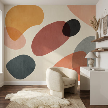 Mid Century Modern Wallpaper Retro Minimalist Removable Wall Decor