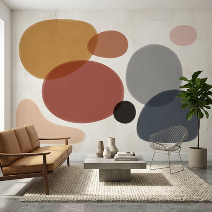 Organic Shapes Wallpaper Abstract Mid Century Inspired Removable Wall Decor