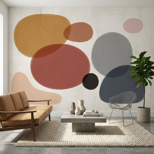Organic Shapes Wallpaper Abstract Mid Century Inspired Removable Wall Decor