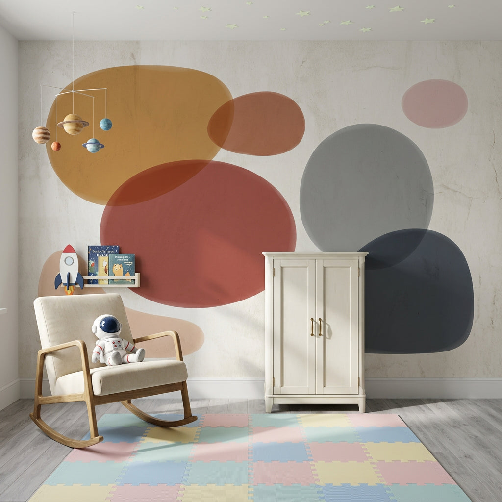 Organic Shapes Wallpaper Abstract Mid Century Inspired Removable Wall Decor