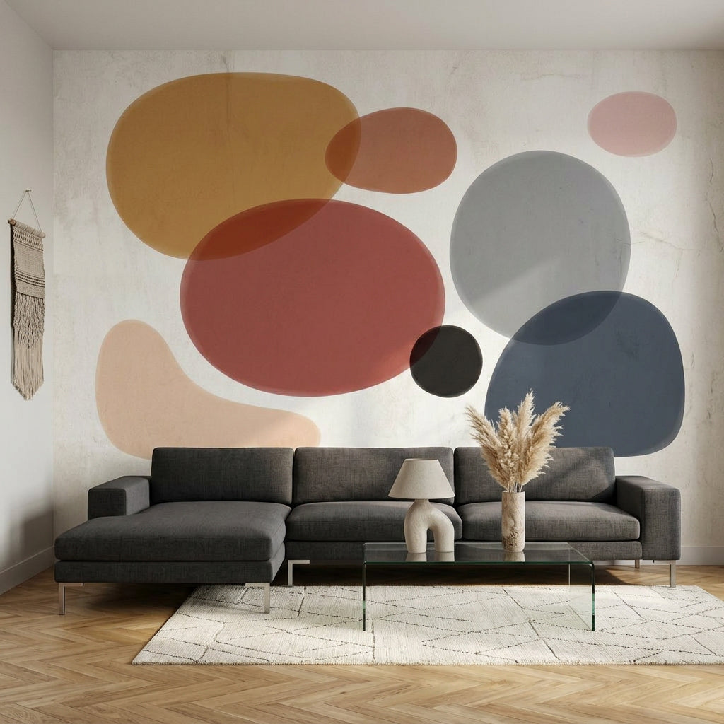 Organic Shapes Wallpaper Abstract Mid Century Inspired Removable Wall Decor