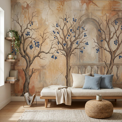 Vintage Fresco Wallpaper European Courtyard Classical Arches Wall Mural