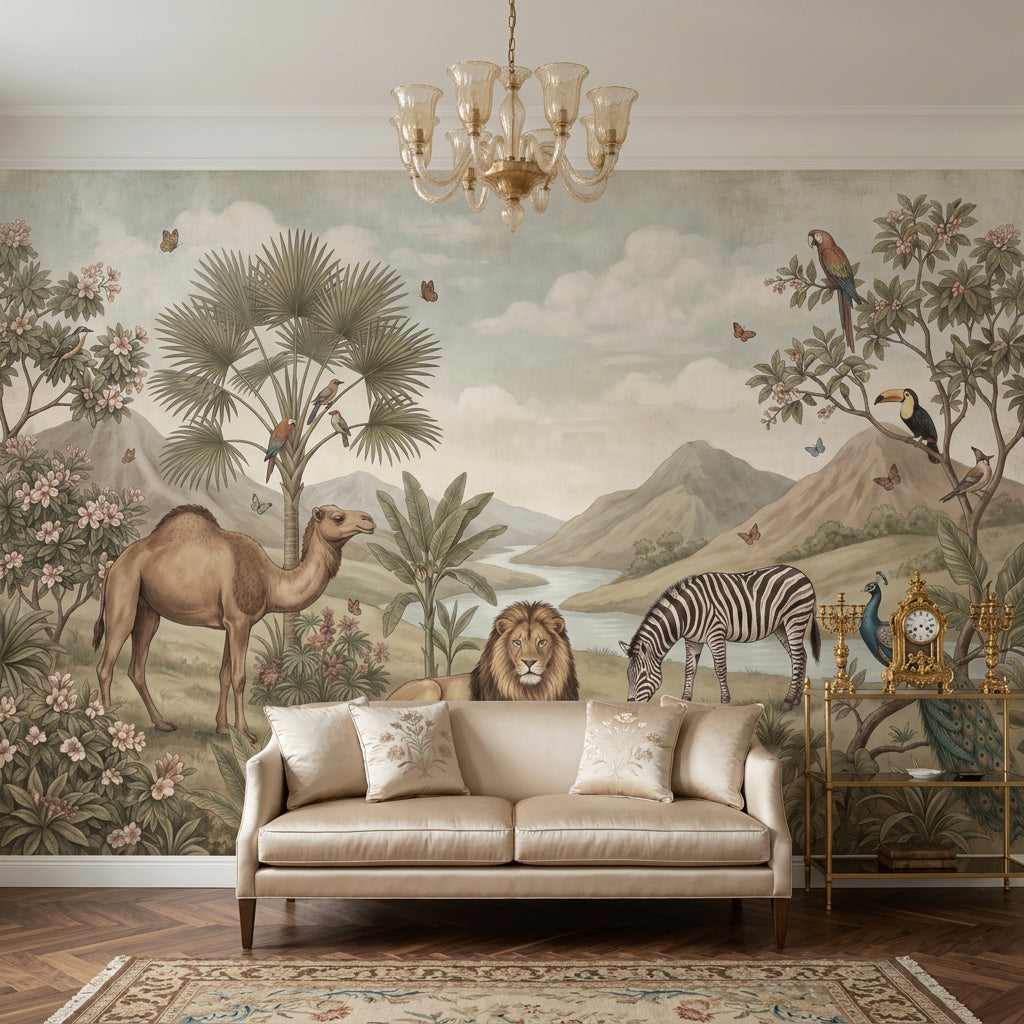 Cloudy Sky Wallpaper Tropical Birds Wall Mural