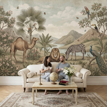 Cloudy Sky Wallpaper Tropical Birds Wall Mural