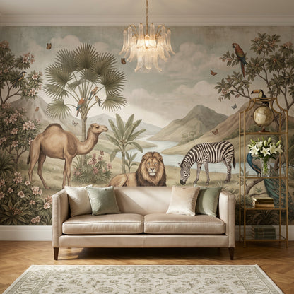 Cloudy Sky Wallpaper Tropical Birds Wall Mural