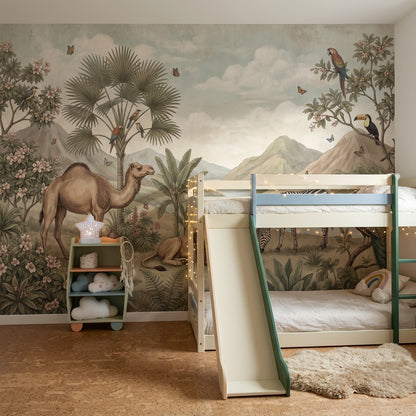 Cloudy Sky Wallpaper Tropical Birds Wall Mural