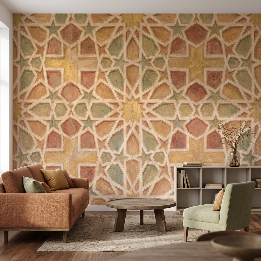 Islamic Geometric Wallpaper Moroccan Mosaic Tile Removable Wall Decor