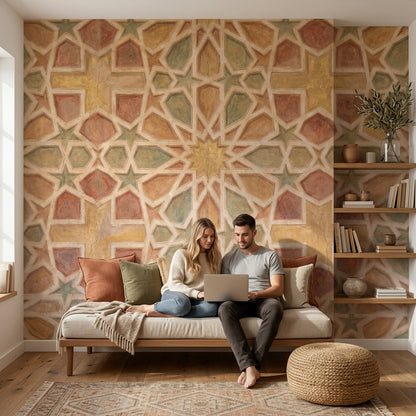 Islamic Geometric Wallpaper Moroccan Mosaic Tile Removable Wall Decor