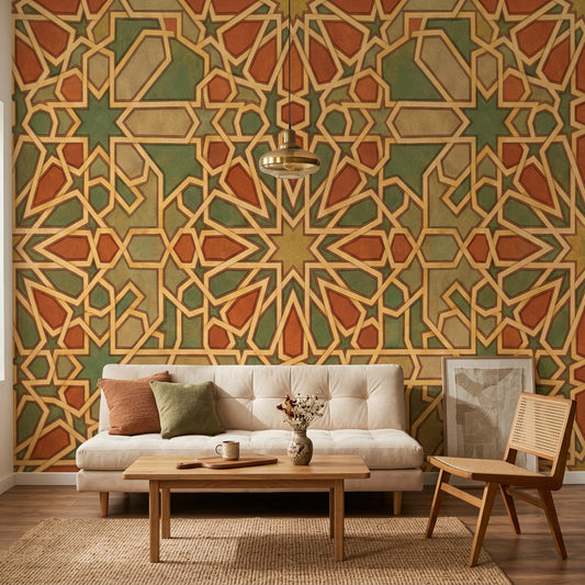 Moroccan Wallpaper Islamic Geometric Removable Mosaic Tile Wall Decor