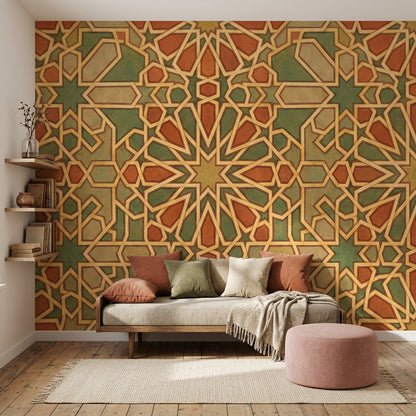 Moroccan Wallpaper Islamic Geometric Removable Mosaic Tile Wall Decor