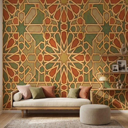 Moroccan Wallpaper Islamic Geometric Removable Mosaic Tile Wall Decor