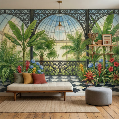 Tropical Conservatory Wallpaper Botanical Garden Greenhouse Dome Removable Wall Decor