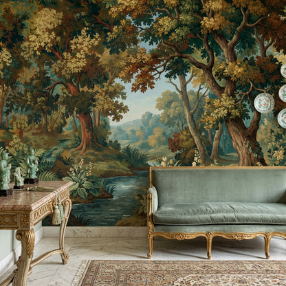 Woodland Landscape Wallpaper Forest Botanical Foliage Wall Mural
