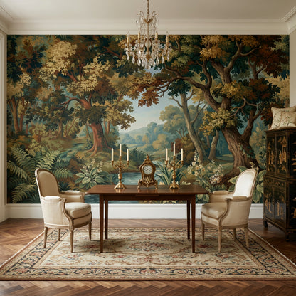 Woodland Landscape Wallpaper Forest Botanical Foliage Wall Mural