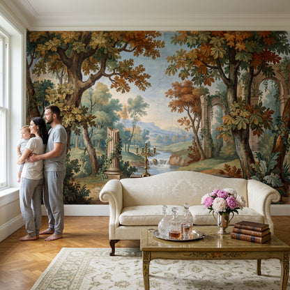 Landscape Mural Wallpaper Classical Ruins Removable River Wall Decor