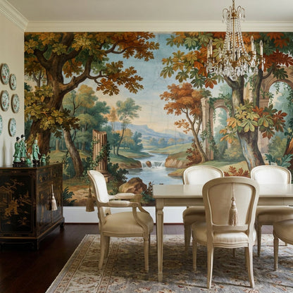 Landscape Mural Wallpaper Classical Ruins Removable River Wall Decor