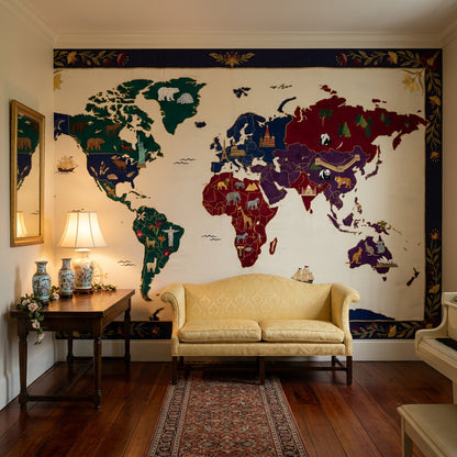 World Map Wallpaper Atlas Removable Travel Wall Decor