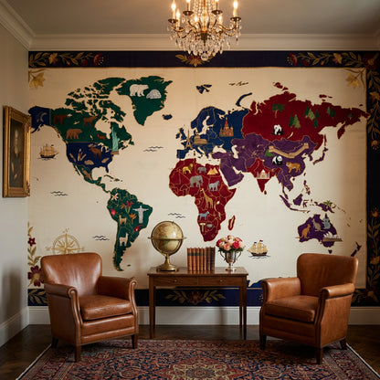World Map Wallpaper Atlas Removable Travel Wall Decor