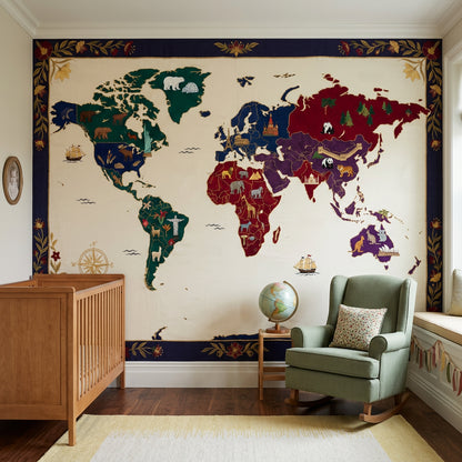 World Map Wallpaper Atlas Removable Travel Wall Decor