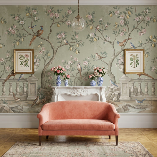Classical Garden Wallpaper Vintage Birds Removable Wall Decor