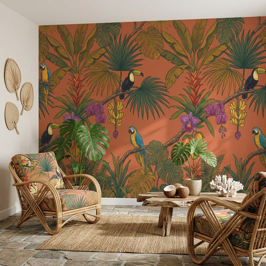 Vintage Tropical Wallpaper Jungle Botanical Removable Wall Decor