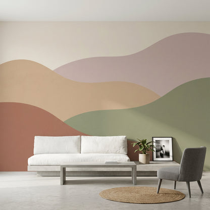 Abstract Landscape Wallpaper Rolling Hills Minimalist Wall Mural