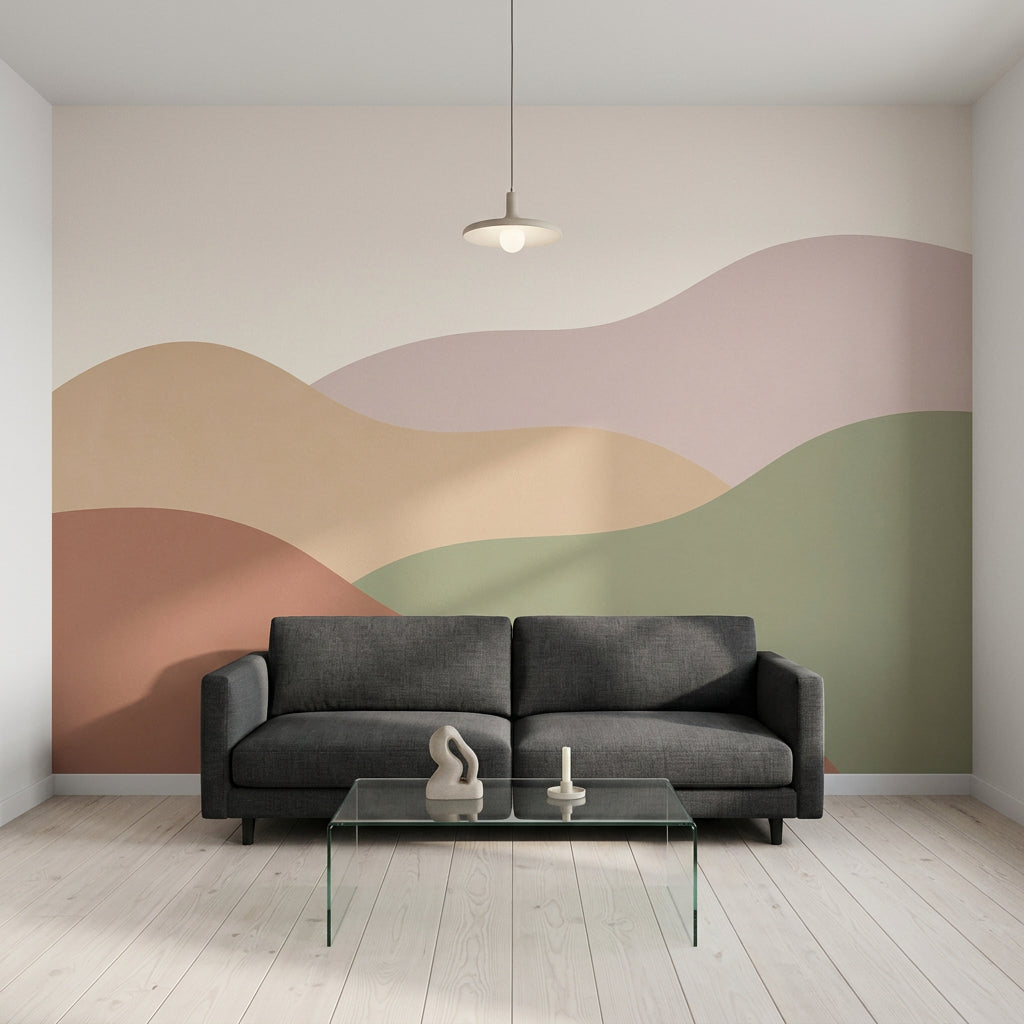Abstract Landscape Wallpaper Rolling Hills Minimalist Wall Mural