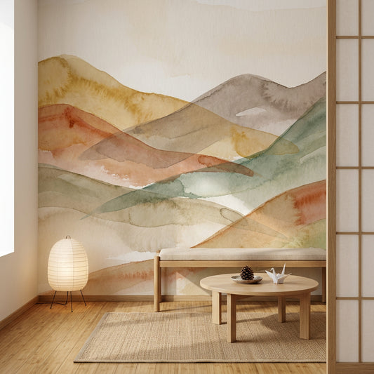 Watercolor Texture Wallpaper Painted Wash Removable Minimal Wall Decor