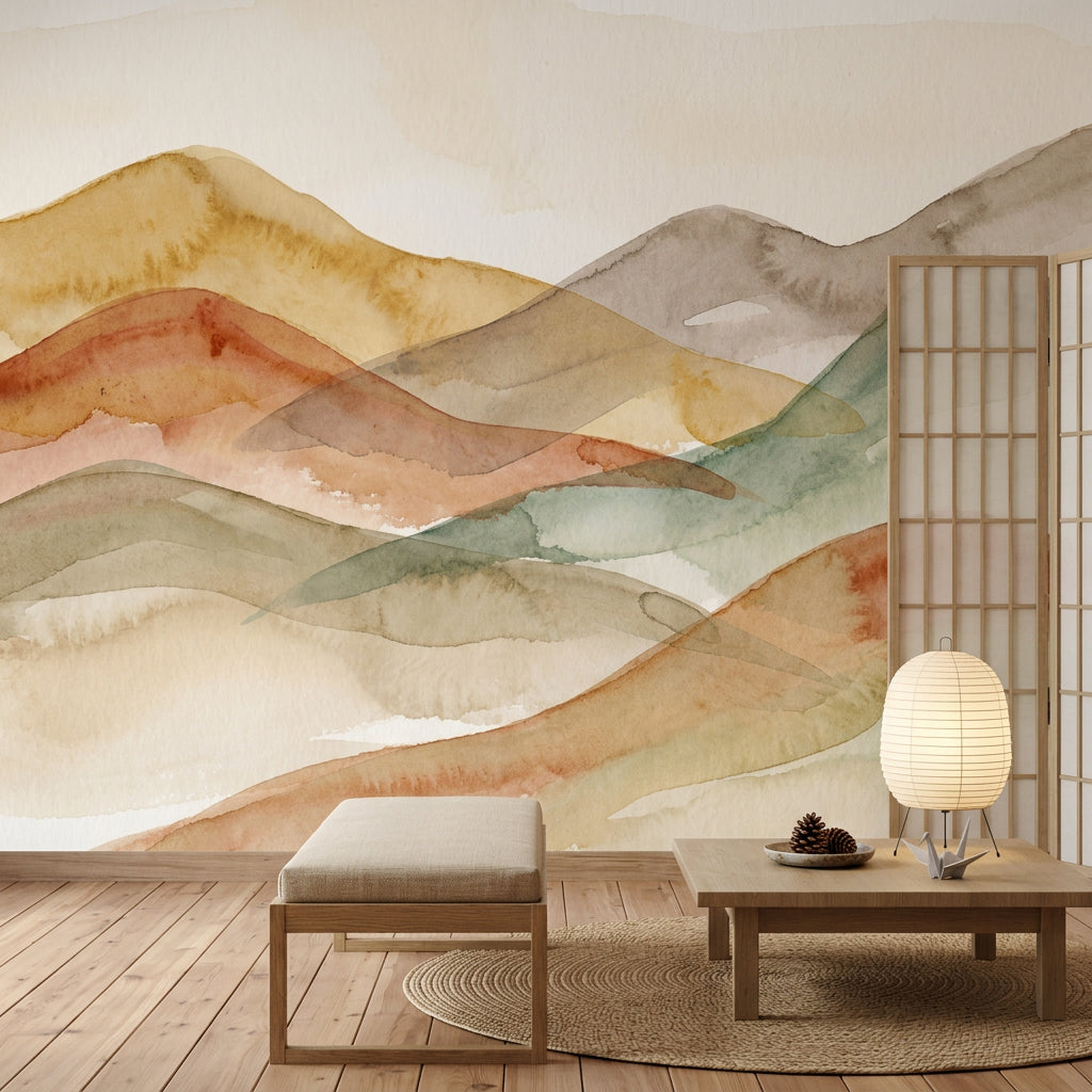 Watercolor Texture Wallpaper Painted Wash Removable Minimal Wall Decor