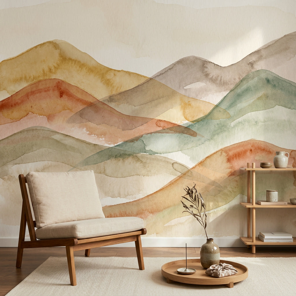 Watercolor Texture Wallpaper Painted Wash Removable Minimal Wall Decor