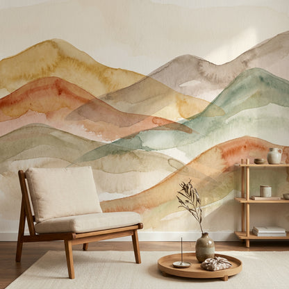 Watercolor Texture Wallpaper Painted Wash Removable Minimal Wall Decor