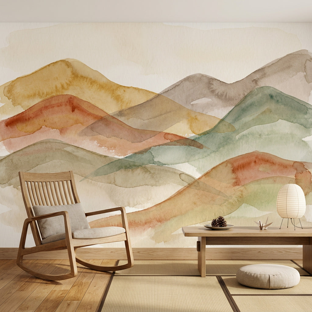 Watercolor Texture Wallpaper Painted Wash Removable Minimal Wall Decor