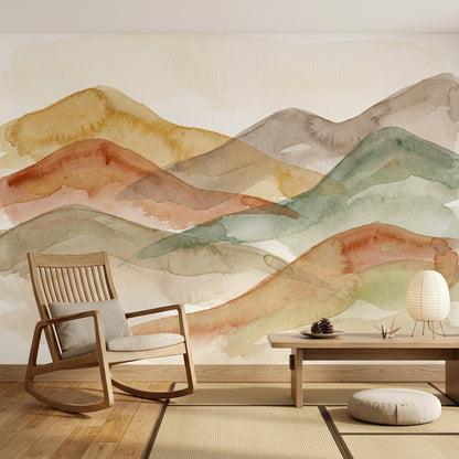 Watercolor Texture Wallpaper Painted Wash Removable Minimal Wall Decor
